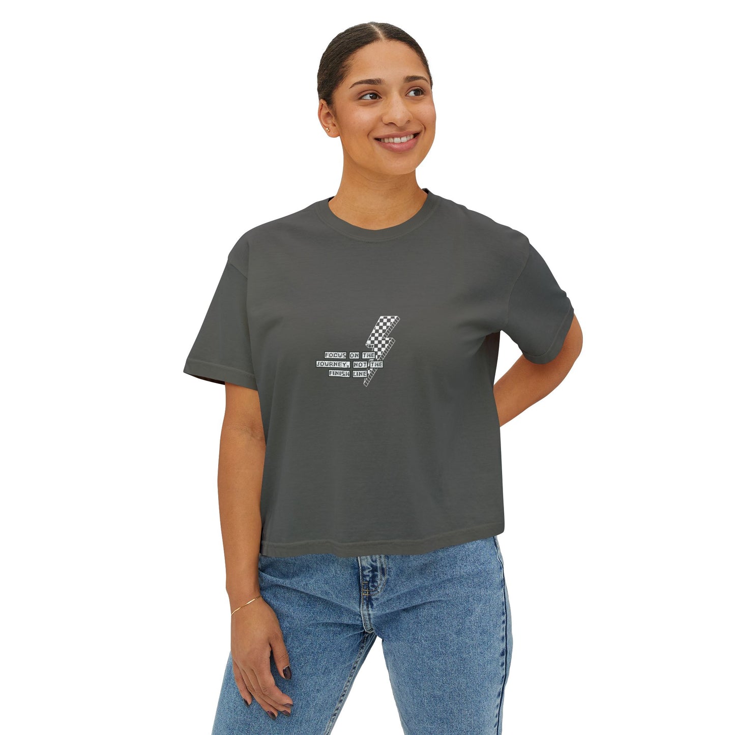 Women's Boxy Tee - "Focus on the Journey" Graphic