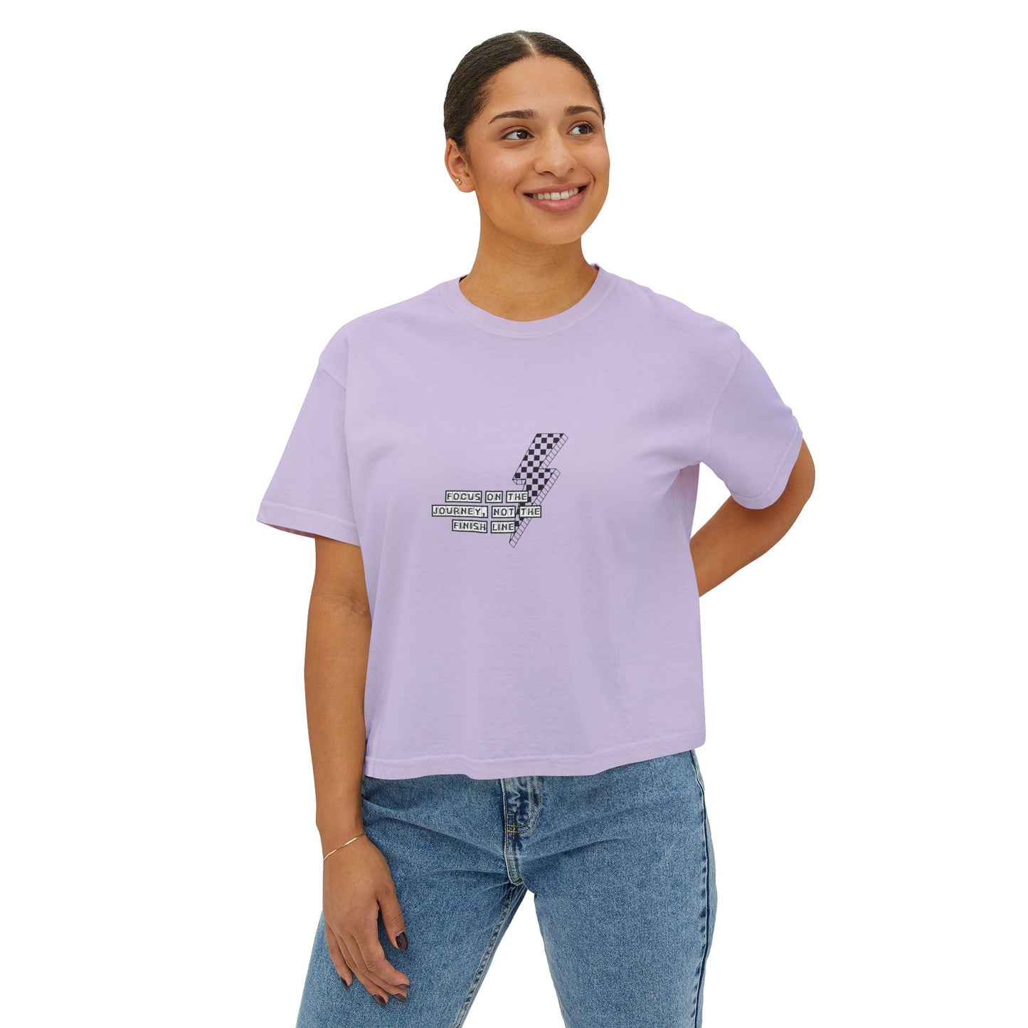 Women's Boxy Tee - "Focus on the Journey" Graphic